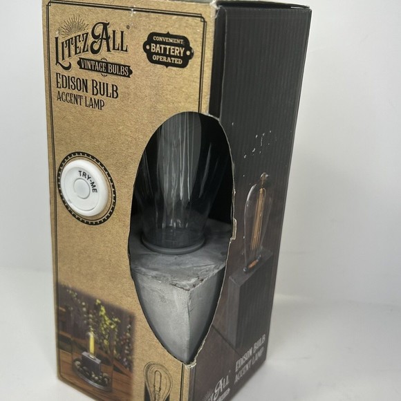 Litez All | Concrete Block Light Bulb LED Table Lamp - Picture 6 of 6